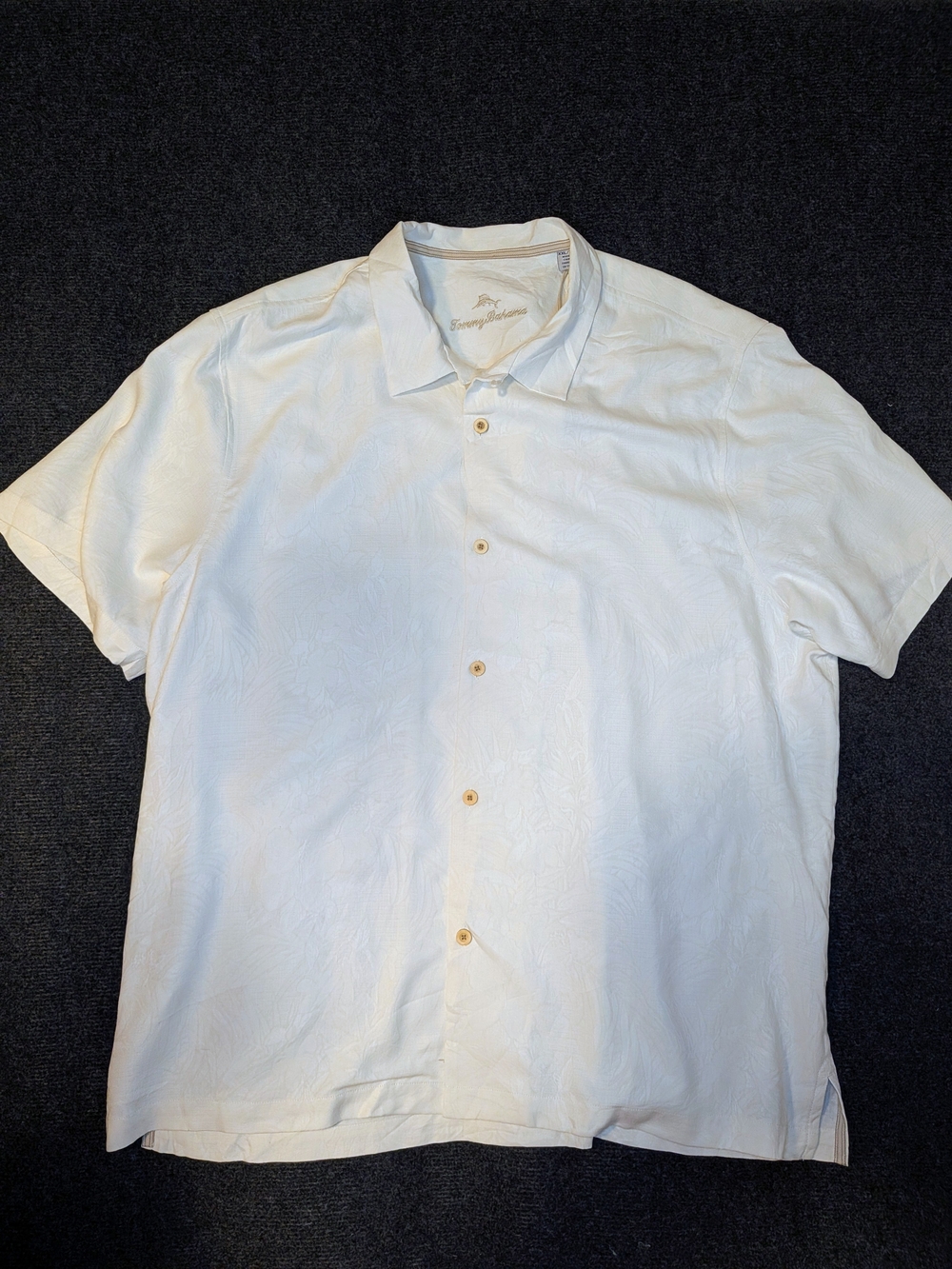 Tommy Bahama 100% Silk Camp Shirt NWT Ivory Jacquard Floral XXL